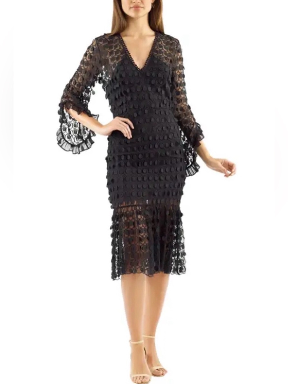 La Maison Talulah Mellifluous Midi Dress - Black. Size L. NEW